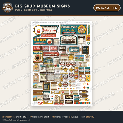 Alpine Railworks 31004HO HO Scale Roadside Signs - Potato Museum