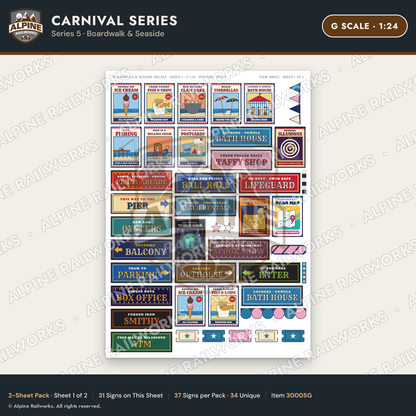 Alpine Railworks 30005G G Scale Carnival Signs - Boardwalk & Seaside
