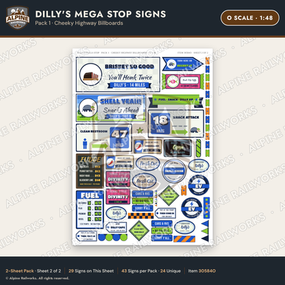 Alpine Railworks 30584O O Scale Roadside Signs - Travel Center