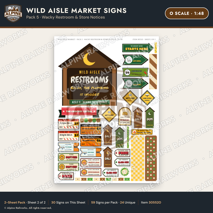 Alpine Railworks 30552O O Scale Roadside Signs - Jungle Grocery Store
