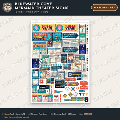 Alpine Railworks 30799HO HO Scale Roadside Signs - Mermaid Show