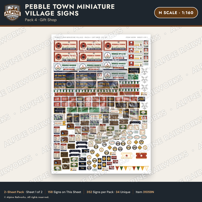 Alpine Railworks 31059N N Scale Roadside Signs - Miniature Village