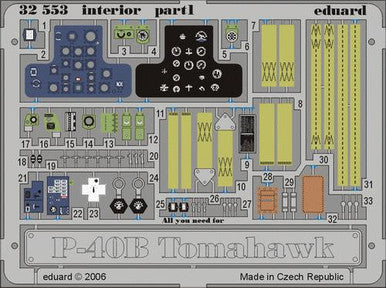 Eduard 32553 1/32 P-40B Interior for Trumpeter (Pre-Painted)