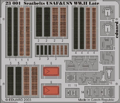 Eduard 23001 1/24 Seatbelts USAF & USN WWII Late (Pre-Painted)