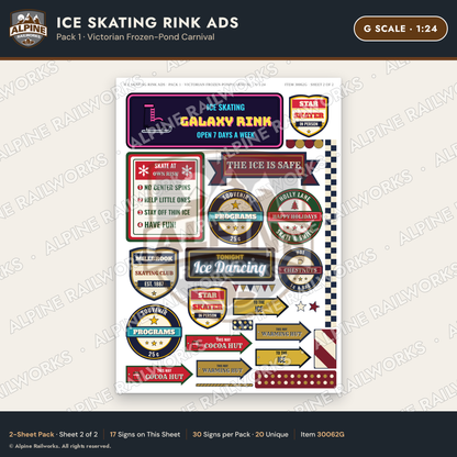 Alpine Railworks 30062G G Scale Ice Skating Rink Ads