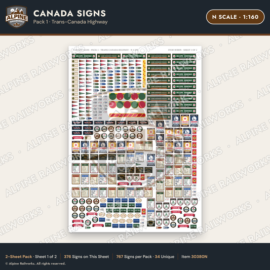 Alpine Railworks 30380N N Scale Canada Signs - Trans-Canada Highway