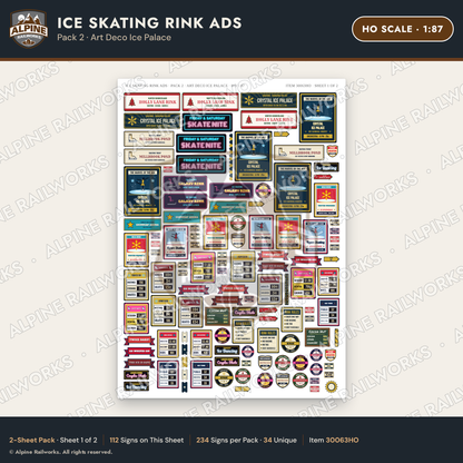 Alpine Railworks 30063HO HO Scale Ice Skating Rink Ads