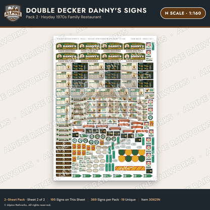 Alpine Railworks 30621N N Scale Restaurant Signs - Family Diner