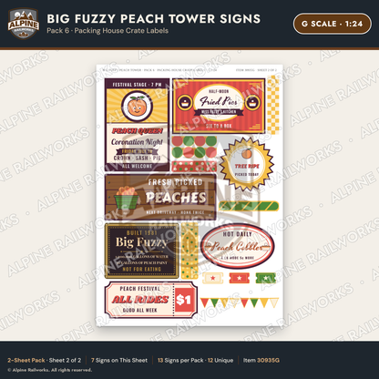 Alpine Railworks 30935G G Scale Roadside Signs - Peach Water Tower