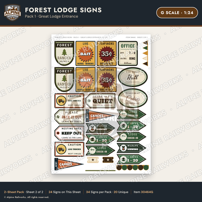 Alpine Railworks 30464G G Scale Forest Lodge Signs