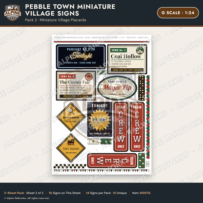 Alpine Railworks 31057G G Scale Roadside Signs - Miniature Village