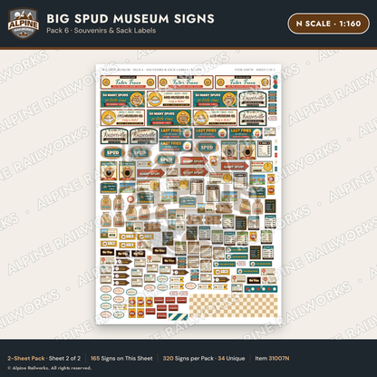 Alpine Railworks 31007N N Scale Roadside Signs - Potato Museum
