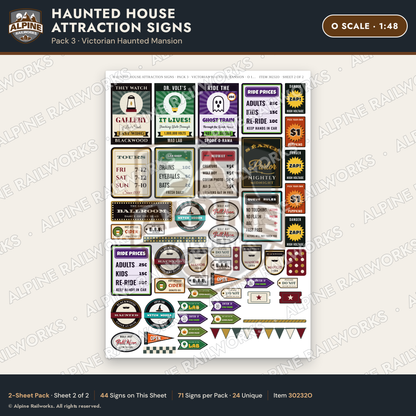 Alpine Railworks 30232O O Scale Haunted House Attraction Signs