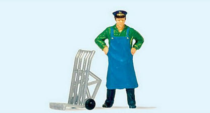 Preiser 28125 HO Scale Railroad Personnel Standing Porter w/Luggage