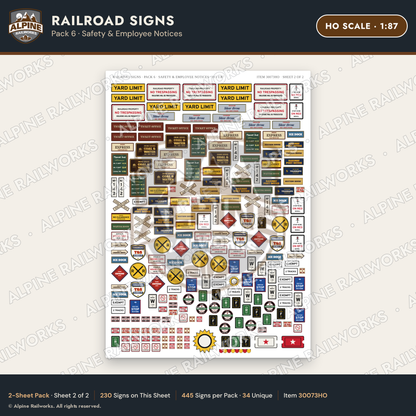 Alpine Railworks 30073HO HO Scale Railroad Signs - Safety