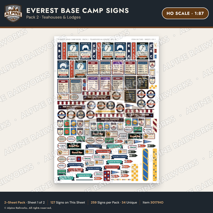 Alpine Railworks 30171HO HO Scale Everest Base Camp Signs - Teahouses