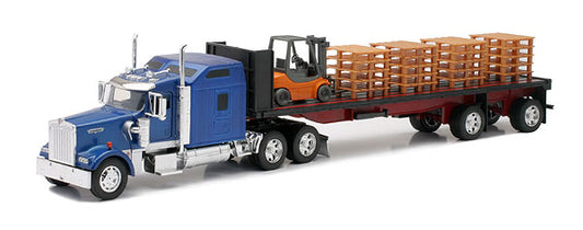 New Ray SS-10263A 1/32 Kenworth W900 Flatbed with Forklift