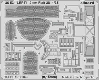 Eduard 36531 1/35 2 Cm Flak 38 1/35 Photo Etch for ICM