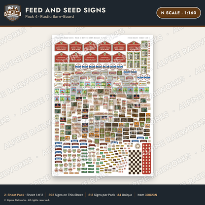 Alpine Railworks 30023N N Scale Feed and Seed Signs