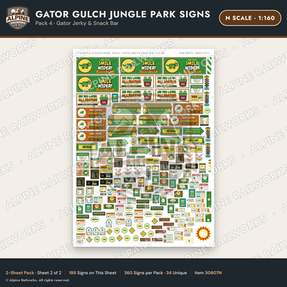 Alpine Railworks 30807N N Scale Roadside Signs - Alligator Park