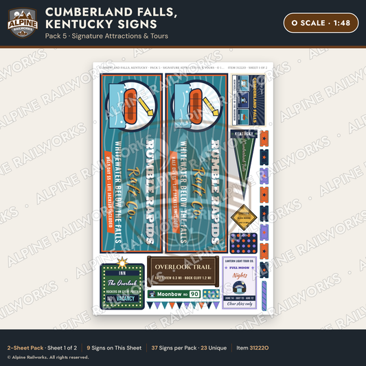 Alpine Railworks 31222O O Scale Cumberland Falls Signs - Attractions
