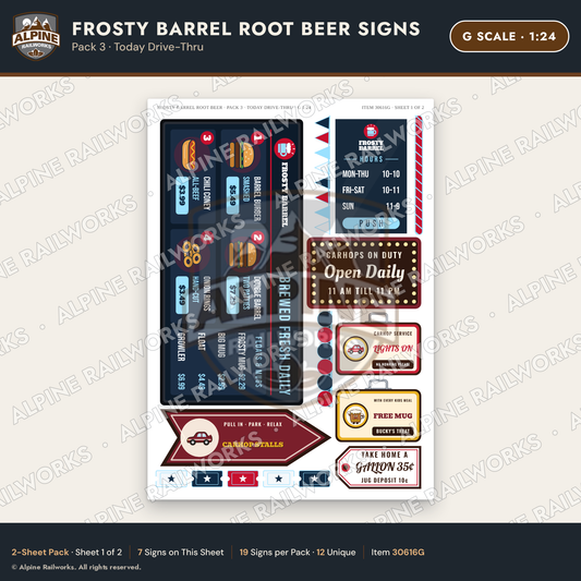 Alpine Railworks 30616G G Scale Fast Food Signs - Root Beer Drive-In