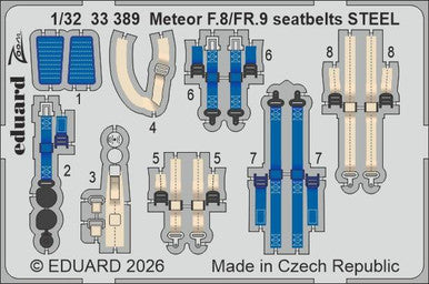Eduard 33389 1/32 Meteor F.8/FR.9 Seatbelts STEEL Zoom Set for REVELL