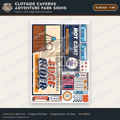 Alpine Railworks 30860O O Scale Roadside Signs - Cave Adventure Park