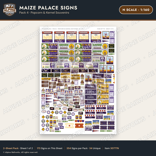 Alpine Railworks 30777N N Scale Roadside Signs - Corn Palace