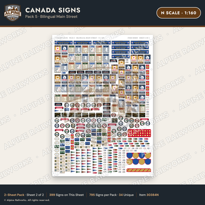Alpine Railworks 30384N N Scale Canada Signs - Bilingual Main Street