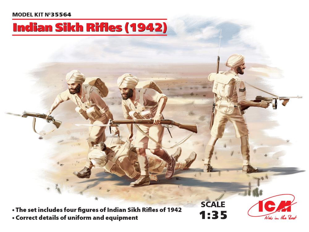 ICM Models 35564 1/35 Indian Sikh Rifles 1942 Figure Set (4)
