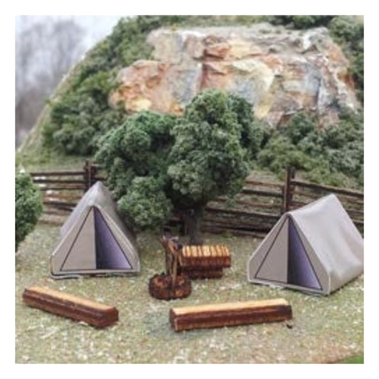Osborn Models 1113 HO Scale Tents + Camp Scene - Unpainted Kit