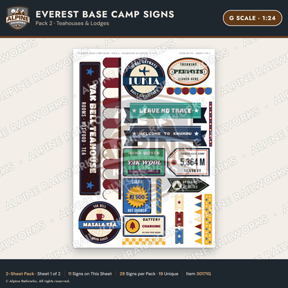 Alpine Railworks 30171G G Scale Everest Base Camp Signs - Teahouses