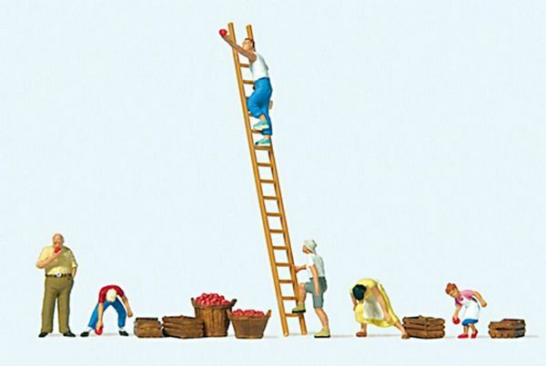 Preiser 10720 HO Scale Apple Harvest pkg(6) -- Includes Accessories