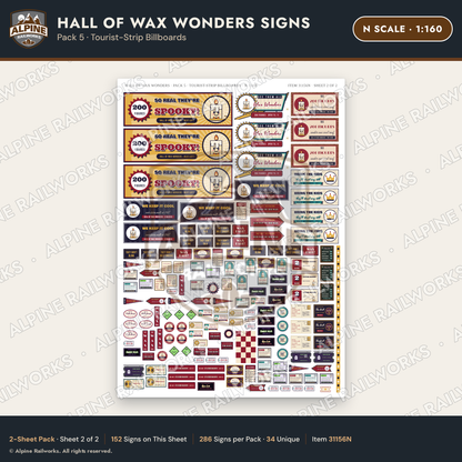Alpine Railworks 31156N N Scale Roadside Attraction Signs - Wax Museum
