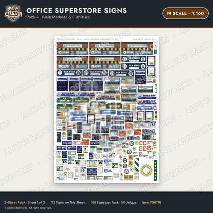 Alpine Railworks 30671N N Scale Office Superstore Signs