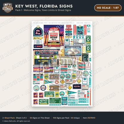 Alpine Railworks 31278HO HO Scale Key West FL Signs - Welcome Signs