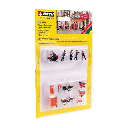Noch 16264 HO Scale Netherlands Post -- 5 Figures, 3 Bicycles, 2 Basket Carts, 1