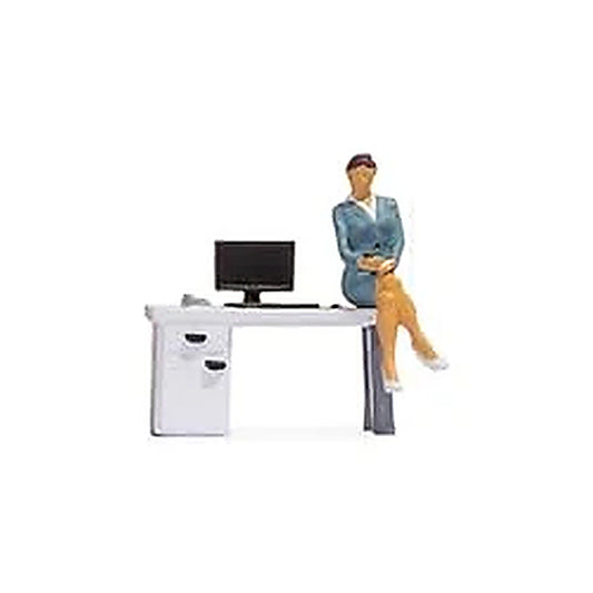 noch 16517 ho scale in the office 1 tiny scenes seated woman and desk