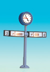 Brawa 5290 HO Scale Illuminated Clock -- Platform w/Train Direction Signs, 2"