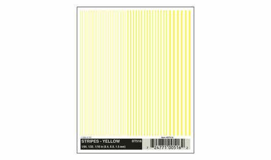 Woodland Scenics 516 All Scale Dry Transfer Alphabet & Number Sets -- Stripes (yellow) 1/64, 1/32 & 1/16"