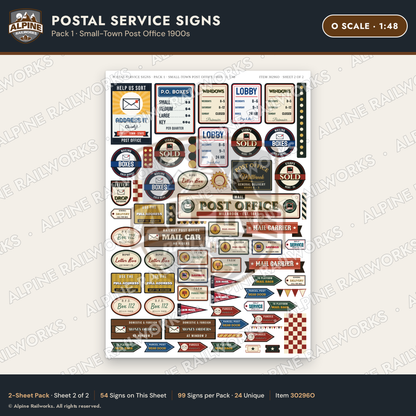Alpine Railworks 30296O O Scale Postal Service Signs