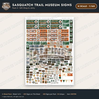 Alpine Railworks 30879N N Scale Roadside Signs - Bigfoot Museum