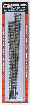 Atlas Model Railroad 565 HO Scale Code 83 Custom-Line(R) Mark IV Turnout w/Nickel-Silver Rail & Brown Ties -- #8 Left Hand