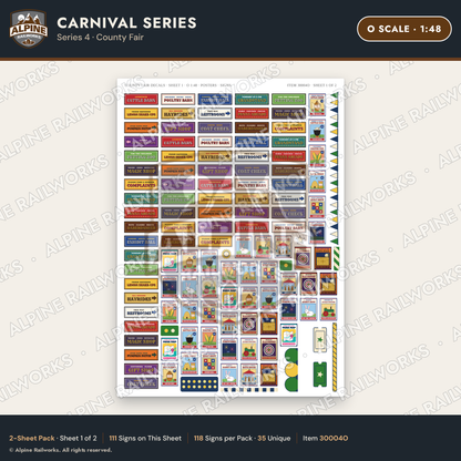 Alpine Railworks 30004O O Scale Carnival Signs - County Fair