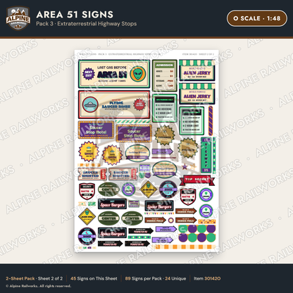Alpine Railworks 30142O O Scale Area 51 Signs