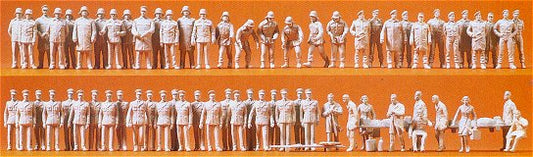 Preiser 16339 HO Unpainted Firemen, Police, & Rescue Service (60) (Kit)