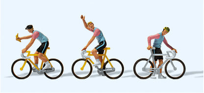 Preiser 25008 HO Scale Cycle Racers Team F - Blue, Black