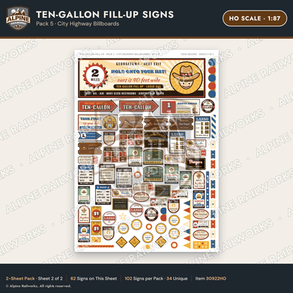 Alpine Railworks 30922HO HO Scale Roadside Signs - Cowboy Hat