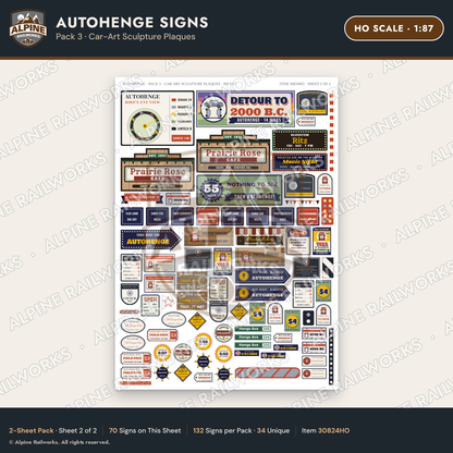 Alpine Railworks 30824HO HO Scale Roadside Signs - Car Henge